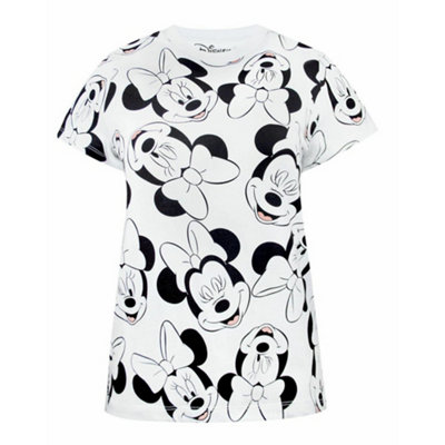 B&Q -  Disney Womens White Minnie Mouse Boyfriend Fit Short Sleeved T-Shirt (Medium)