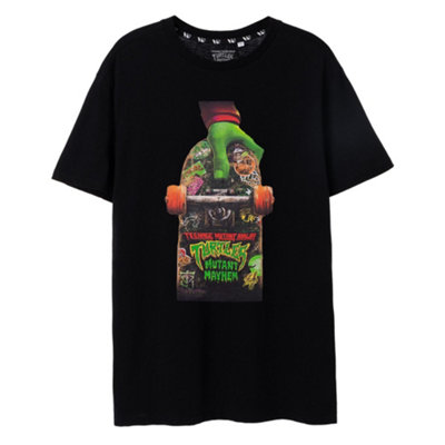 Vanilla Underground Teenage Mutant Ninja Turtles Mens Black Mutant Mayhem Skateboard Short Sleeved T-Shirt (Small)