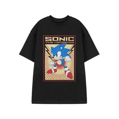 B&Q -  Sonic The Hedgehog Mens Black Sonic Short Sleeved T-Shirt (X-Large)