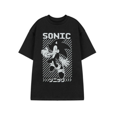 B&Q -  Sonic The Hedgehog Mens Black Sonic Short Sleeved T-Shirt (X-Large)
