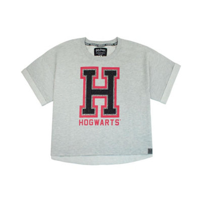 Vanilla Underground Harry Potter Womens Grey Hogwarts Alumni Text Print Cropped Short Sleeved T-Shirt (Medium) from B&Q