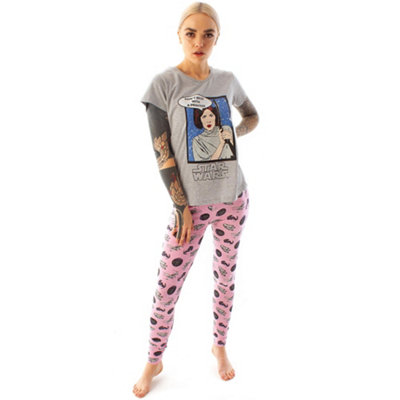 Vanilla Underground Star Wars Womens Grey Princess Leia T-Shirt And Lounge Pants (Small) from B&Q