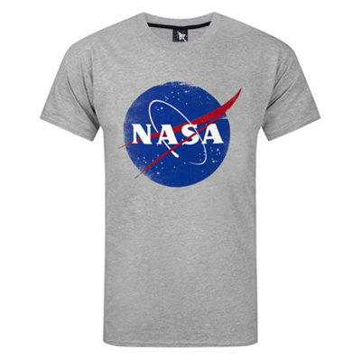 Vanilla Underground Nasa Mens Grey Distressed Logo Short Sleeved T-Shirt (Medium) from B&Q