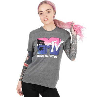 B&Q -  Mtv Womens Grey Logo Short Sleeved T-Shirt (Xx-Large)