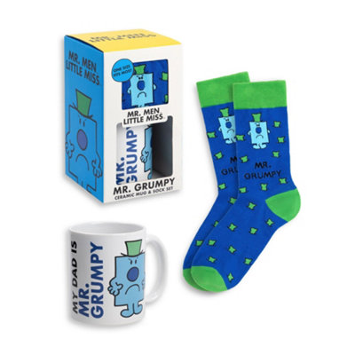 Vanilla Underground Mr. Men Mens Blue Mr Grumpy Mug And Sock Gift Set (One Size) from B&Q