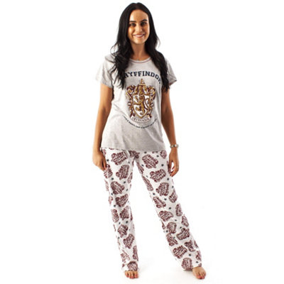 Vanilla Underground Harry Potter Womens Grey Gryffindor House Crest Short Sleeve Long Leg Pyjama Set (Small)