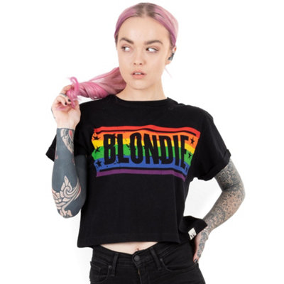 B&Q -  Blondie Womens Black Logo Cropped Short Sleeved T-Shirt (X-Large)