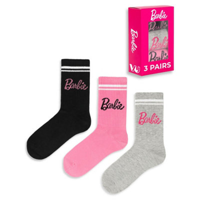 Vanilla Underground Barbie Womens Pink Character Calf Socks Set Of 3 (4-7 Uk) from B&Q