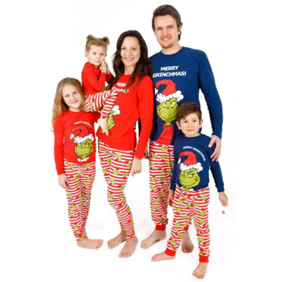 Vanilla Underground The Grinch Mens Blue Merry Grinchmas Long Sleeve Long Leg Pyjama Set (Small) from B&Q