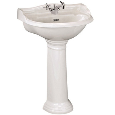 B&Q -  Chancery Crt007 500X380mm 1 Tap Hole White Gloss Vitreous China Pedestal Basin (855mm)