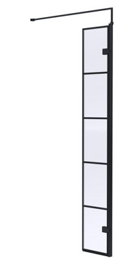 Hudson Reed Wetroom Swing ScreenFrame Effect Matt BlackShower Shield Glass1950 X 322 X 27 from B&Q