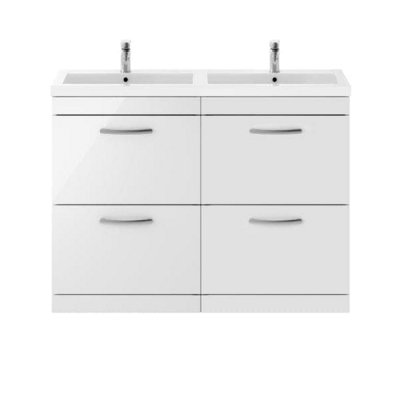 Nuie 1200 Fs 4-Drawer Vanity & Double Basin from B&Q