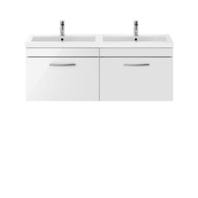 Nuie 1200 Wh 2-Drawer Vanity & Double Basin from B&Q