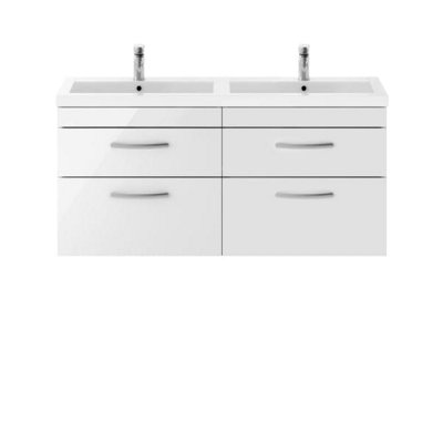 Nuie 1200 Wh 4-Drawer Vanity & Double Basin from B&Q