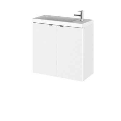 Hudson Reed Fusion Wall Hung 2 Door Vanity Unit & Polymarble BasinGloss WhiteStylish Sink Vanity Unit600mm from B&Q