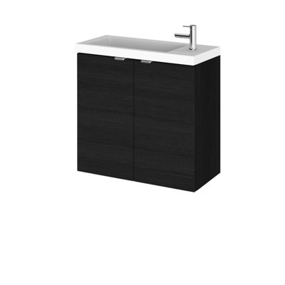 Hudson Reed Fusion Wall Hung 2 Door Vanity Unit & Polymarble BasinSink Vanity UnitCharcoal Black600mm from B&Q