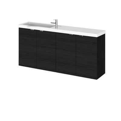 Hudson Reed Fusion Wall Hung Vanity Unit & Basin CompactStylish Sink Vanity UnitCharcoal Black1200mm from B&Q