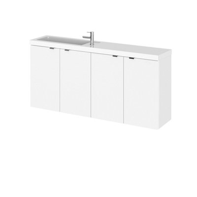 Hudson Reed Fusion Vanity Unit & Basin CompactBathroom Sink Vanity UnitGloss White1200mm from B&Q