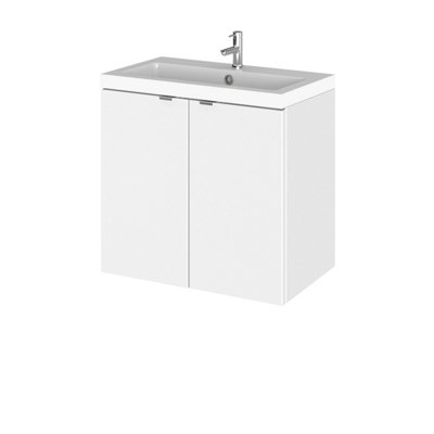 Hudson Reed Fusion Wall Hung 2 Door Vanity Unit & Polymarble Basin CompactStylish Vanity Unit With BasinGloss White600mm from B&Q
