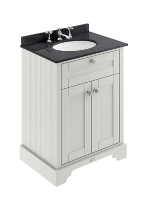 Hudson Reed Floor Standing 2 Door Traditional Vanity Unit With 3 Tap Hole Black Marble Top & BasinTimeless Sand620 X 470 mm from B&Q