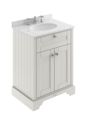 Hudson Reed Floor Standing 2 Door Traditional Vanity Unit With 3 Tap Hole Grey Marble Top & BasinTimeless Sand620 X 470 mm from B&Q