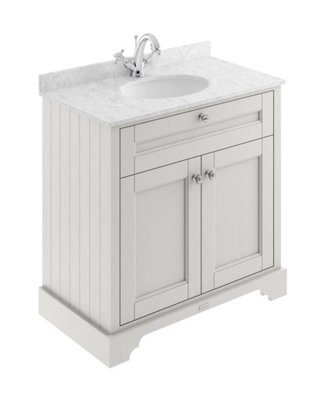 Hudson Reed Floor Standing 2 Door Traditional Vanity Unit With 1 Tap Hole Grey Marble Top & BasinTimeless Sand820 X 470 mm from B&Q