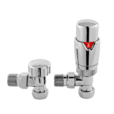 Balterley Contemporary Luxury Angled Thermostatic Radiator Valves (Pairs)Chrome from B&Q