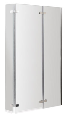 Balterley 5mm Toughened Safety Glass Centre Hinged L Shaped Shower Bath ScreenChrome from B&Q