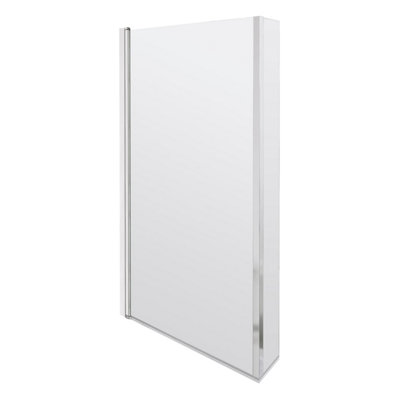 B&Q -  Chrome 6mm Toughened Safety Glass Reversible L-Shaped Bath Hinged Screen