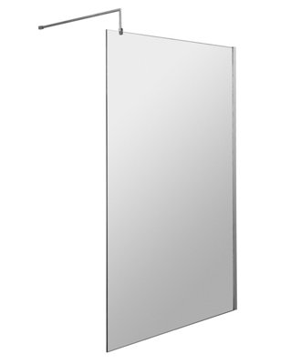 Balterley Drakelow 8mm Toughened Safety Glass Wetroom Screen With Support Bar: 1200mm X 1850mmPolished Chrome from B&Q