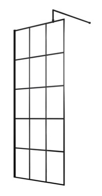 B&Q -  Werrington 8mm Toughened Safety Glass Black Framed Wetroom Screen800mm