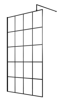 Balterley Werrington 8mm Toughened Safety Glass Black Framed Wetroom Screen1100mm from B&Q