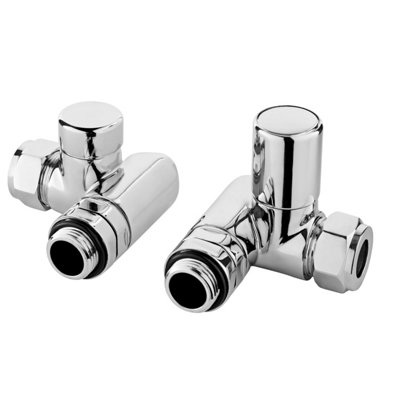 Balterley Contemporary Corner Minimalist Dual Fuel Round Radiator Valves (Pairs)Chrome from B&Q