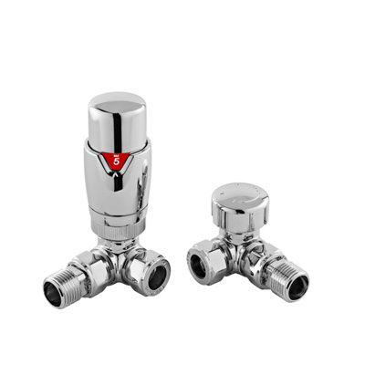 Balterley Contemporary Luxury Corner Thermostatic Radiator Valves (Pairs)Chrome from B&Q