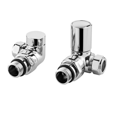 Balterley Contemporary Corner Minimalist Round Radiator Valves (Pairs)Chrome from B&Q