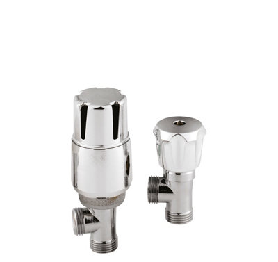 Balterley Contemporary Angled Thermostatic Radiator Valves (Pairs)Chrome from B&Q