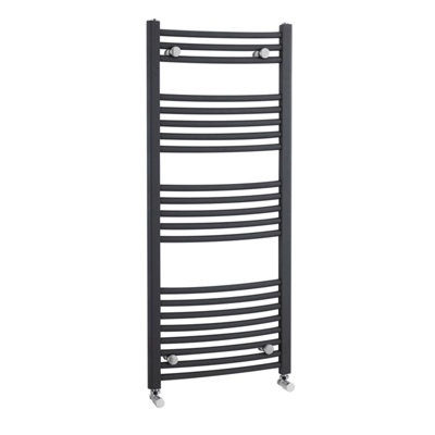 B&Q -  Heated Vertical Towel Rail With Curved Rails1689 Btu1150mm X 500mmAnthracite