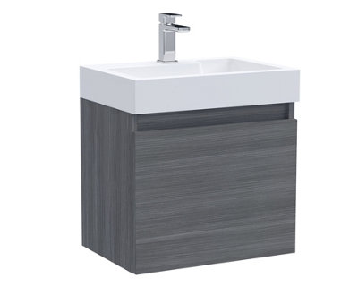 Balterley Wall Hung Vanity Basin Unit & Polymarble Basin - 500Mm - Woodgrain Anthracite
