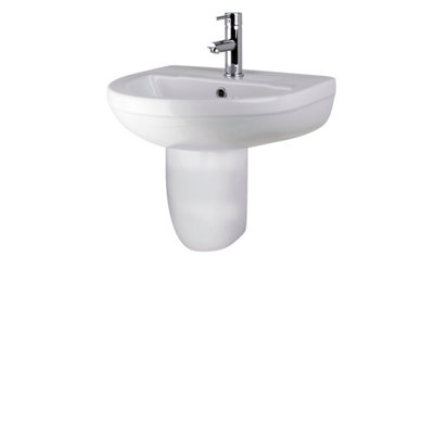 Balterley Round 1 Tap Hole Bathroom Basin Sink & Semi Pedestal500mm from B&Q