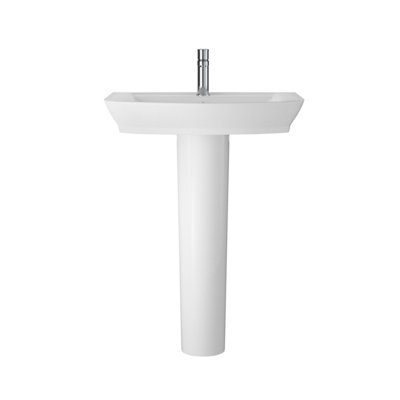 Balterley Spirit Soft Square 1 Tap Hole Ceramic Basin & Full Pedestal, 550Mm