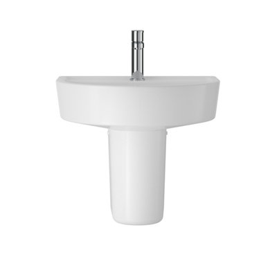 Balterley Mila Round 1 Tap Hole Ceramic Basin & Semi Pedestal, 420Mm
