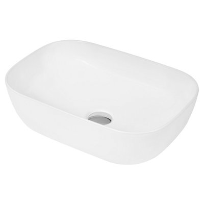 Balterley Contemporary Soft Rectangular Countertop BasinGloss White Ceramic Vessel Without Overflow from B&Q