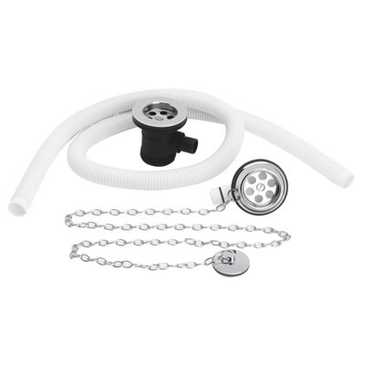 Balterley Extended Retainer Bath Waste With Overflow, Plug And Link Chain Waste For Baths Up To 20Mm Thick - Chrome