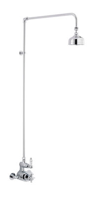 Kingsey Traditional Twin Exposed Thermostatic Shower Valve & Rigid Riser KitChromeBalterley from B&Q