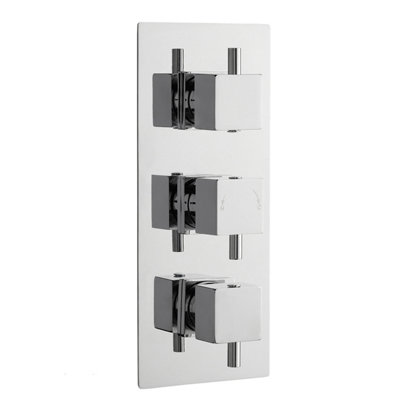 Balterley Contemporary Square Concealed Triple Thermostatic Shower Valve With Diverter 3 OutletsChrome from B&Q