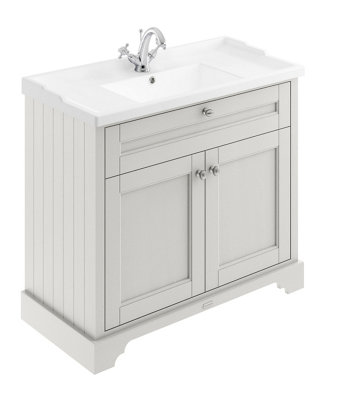 Hudson Reed Floor Standing 2 Door Traditional Vanity Unit With 1 Tap Hole Ceramic BasinTimeless Sand1020 X 470 mm from B&Q