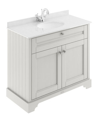 Hudson Reed Floor Standing 2 Door Traditional Vanity Unit With 1 Tap Hole White Marble Top & BasinTimeless Sand1020 X 470 mm from B&Q