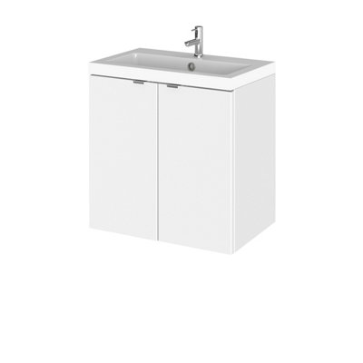 Hudson Reed White Fusion Wall Hung Door Vanity Unit 500Mm-Gloss Size 2