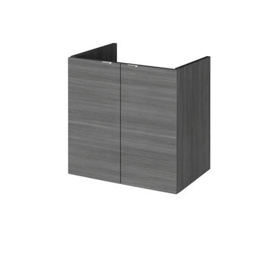 Hudson Reed Anthracite Fusion Wall Hung Door Vanity Unit 500Mm- Woodgrain Size 2