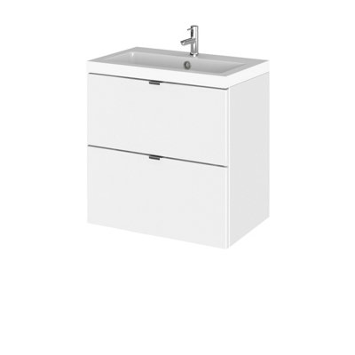 Hudson Reed White Fusion Wall Hung Drawer Vanity Unit 500Mm-Gloss Size 2